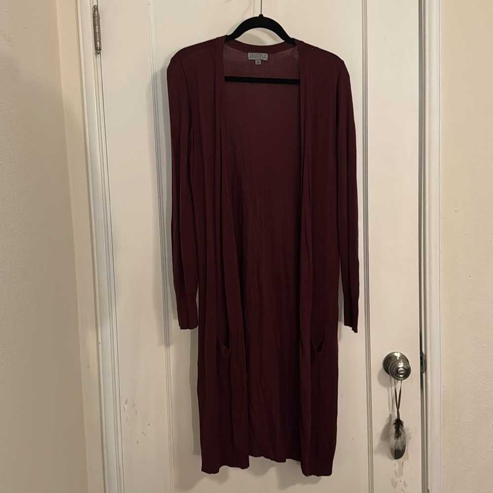 Burgundy Joseph A longline cardigan